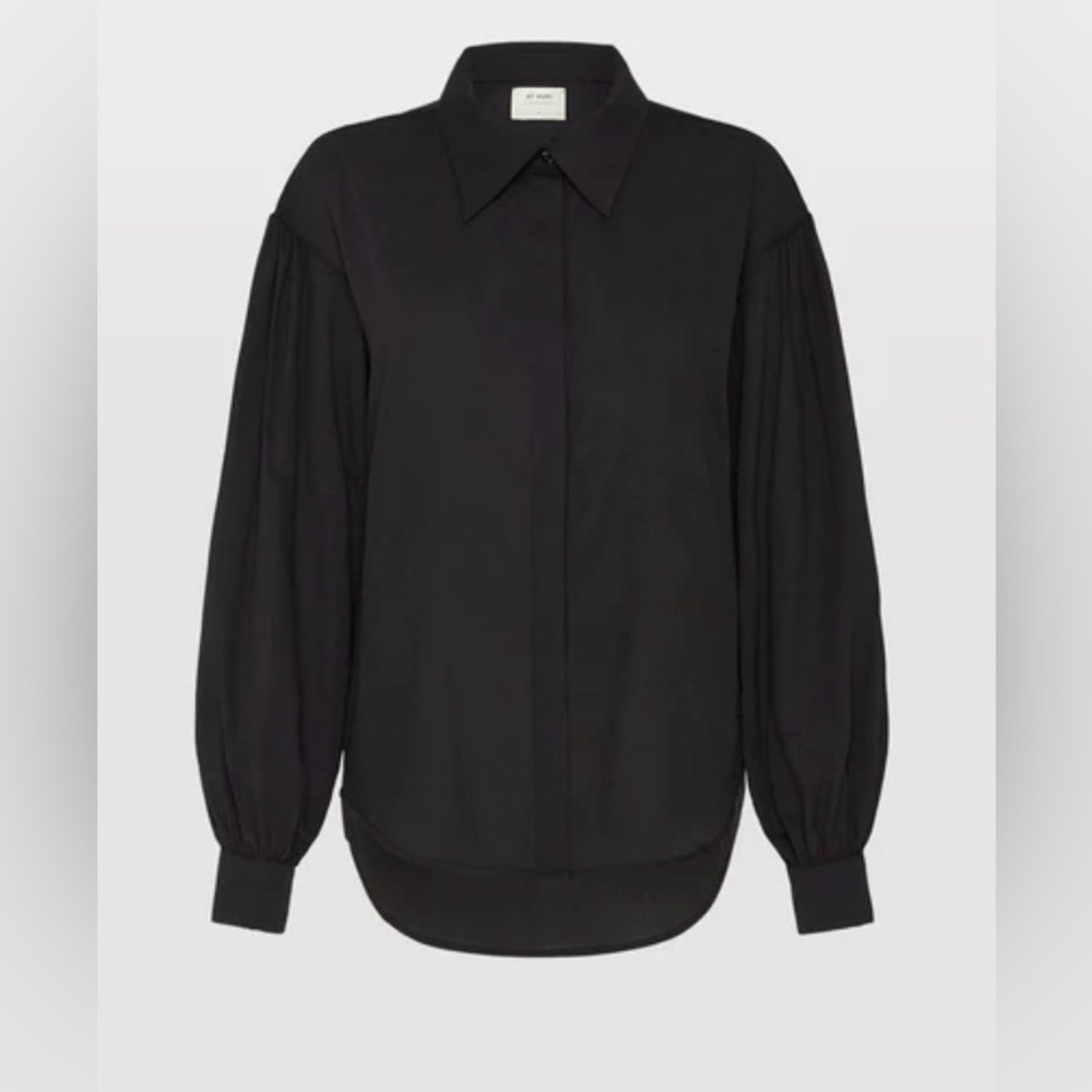 St Agni Daiki Button Up Cotton Shirt - Black - LARGE $135